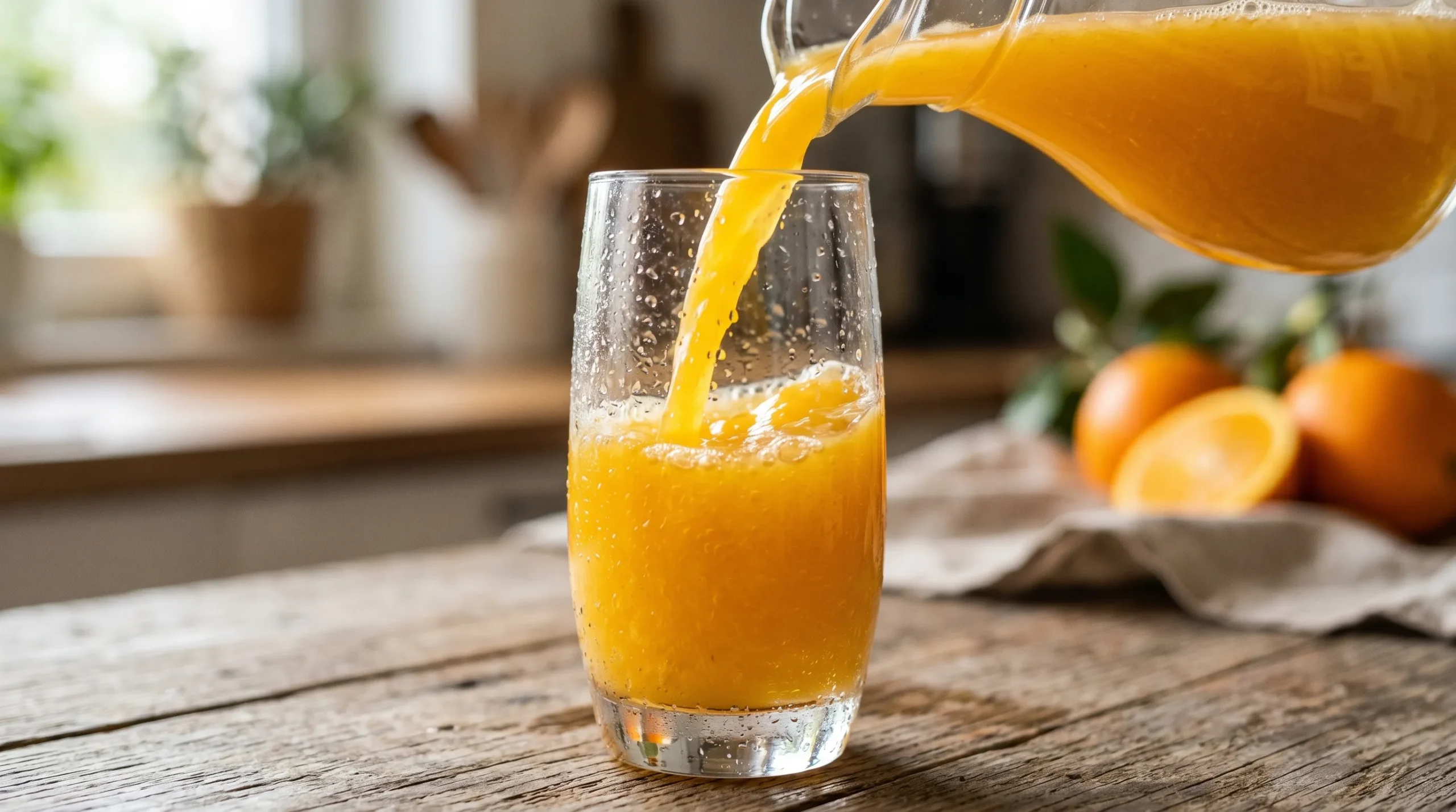 Preparo do Suco de Laranja Cenoura e Gengibre para Imunidade com foco na textura