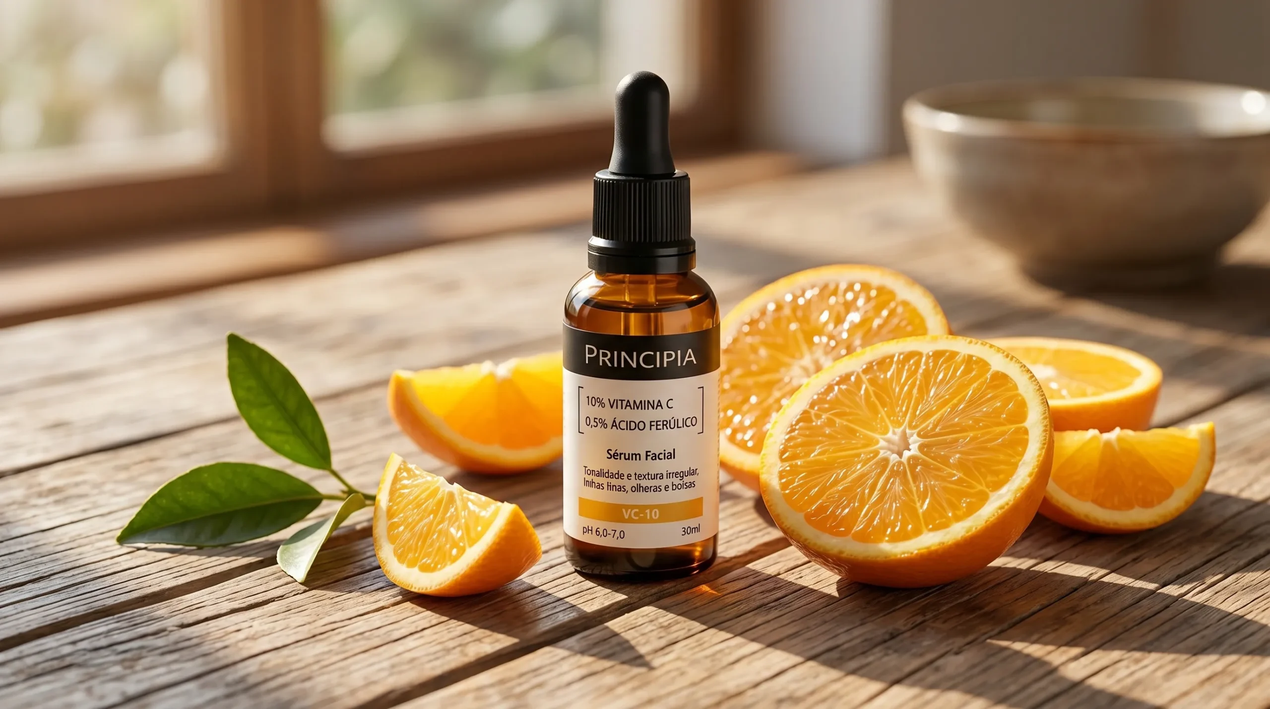 Sérum de Vitamina C para dar brilho e reduzir manchas na pele madura.